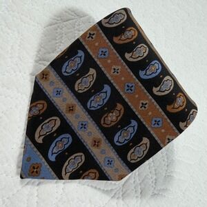 Prochownick Necktie Mens OS Black Brown Blue Paisley Geometric Silk Italy EUC
